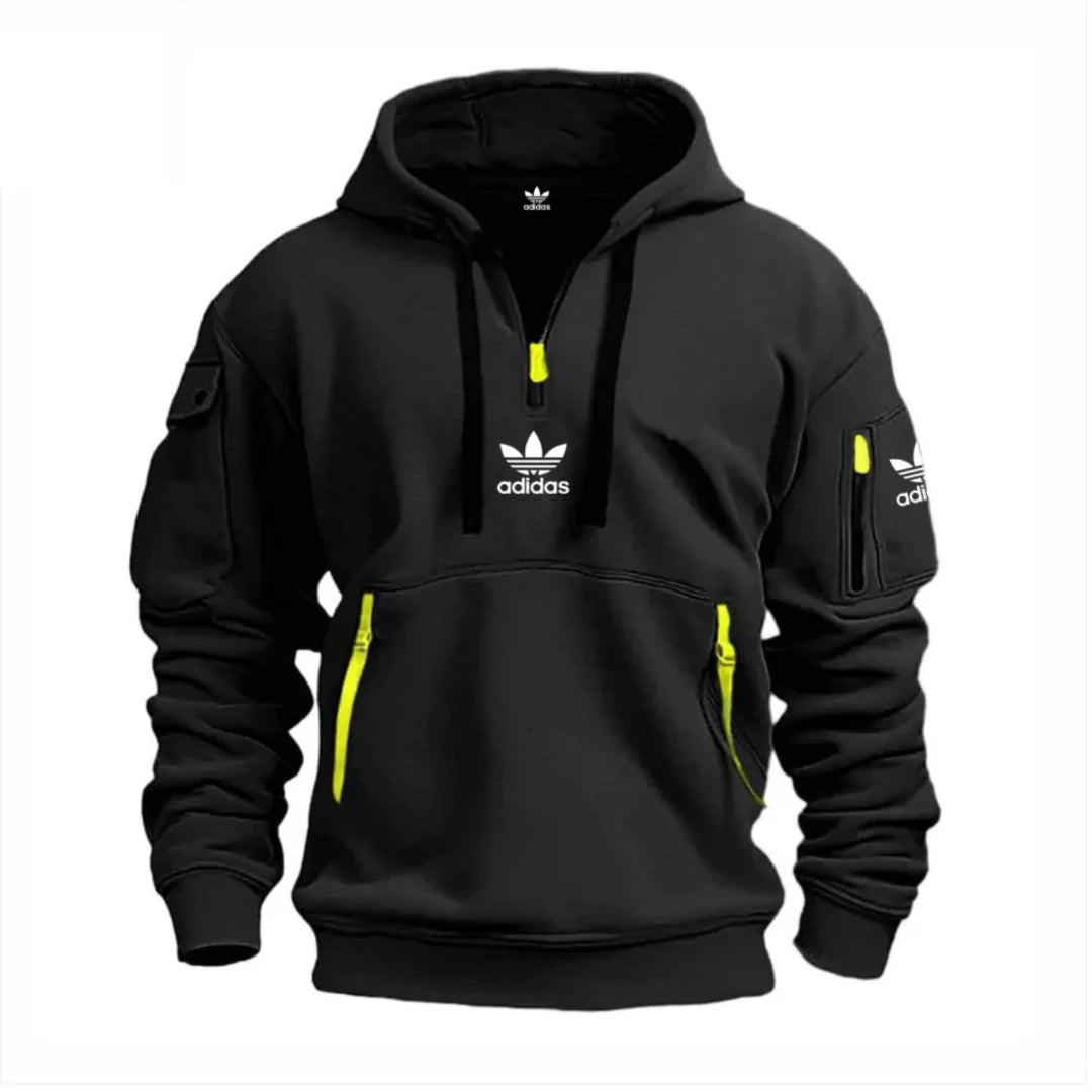 Men's Casual Zipper And Multi Pocket Sport Texture Sweatshirt
