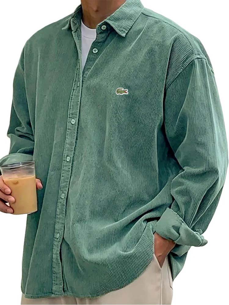 Men's Textured Corduroy Relaxed Fit Casual Shirt