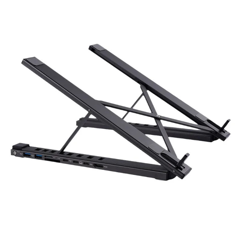 8-in-1 Aluminum Docking Station & Laptop Stand with USB-C/Hub/HDMI, Cooling Pad & Tablet Holder (Universal)