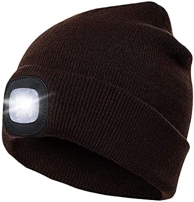 CENSGO Unisex Hat with Light, USB Rechargeable LED Headlamp Beanie, Gifts for Dad Father Men Husband Warm Knitted Cap