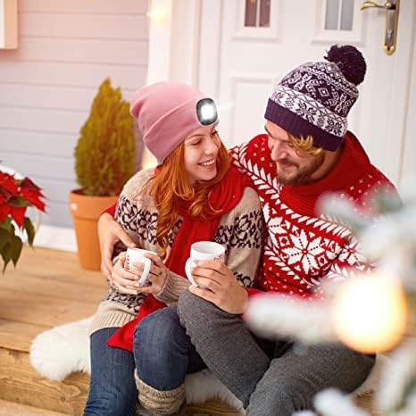 CENSGO Unisex Hat with Light, USB Rechargeable LED Headlamp Beanie, Gifts for Dad Father Men Husband Warm Knitted Cap