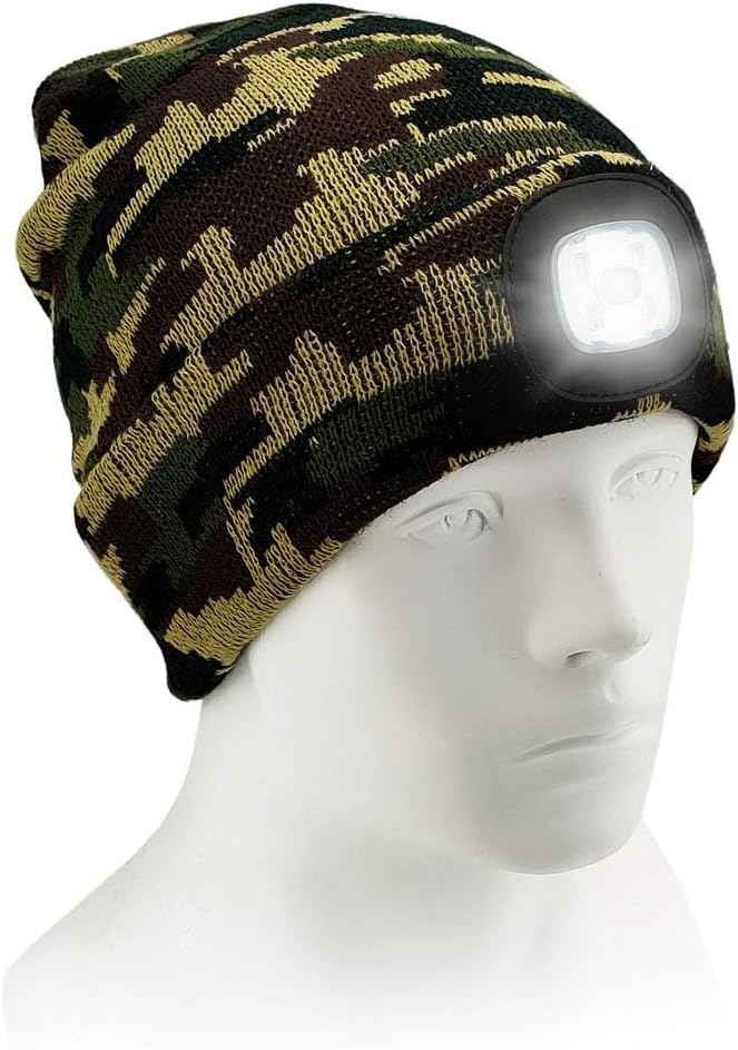 CENSGO Unisex Hat with Light, USB Rechargeable LED Headlamp Beanie, Gifts for Dad Father Men Husband Warm Knitted Cap