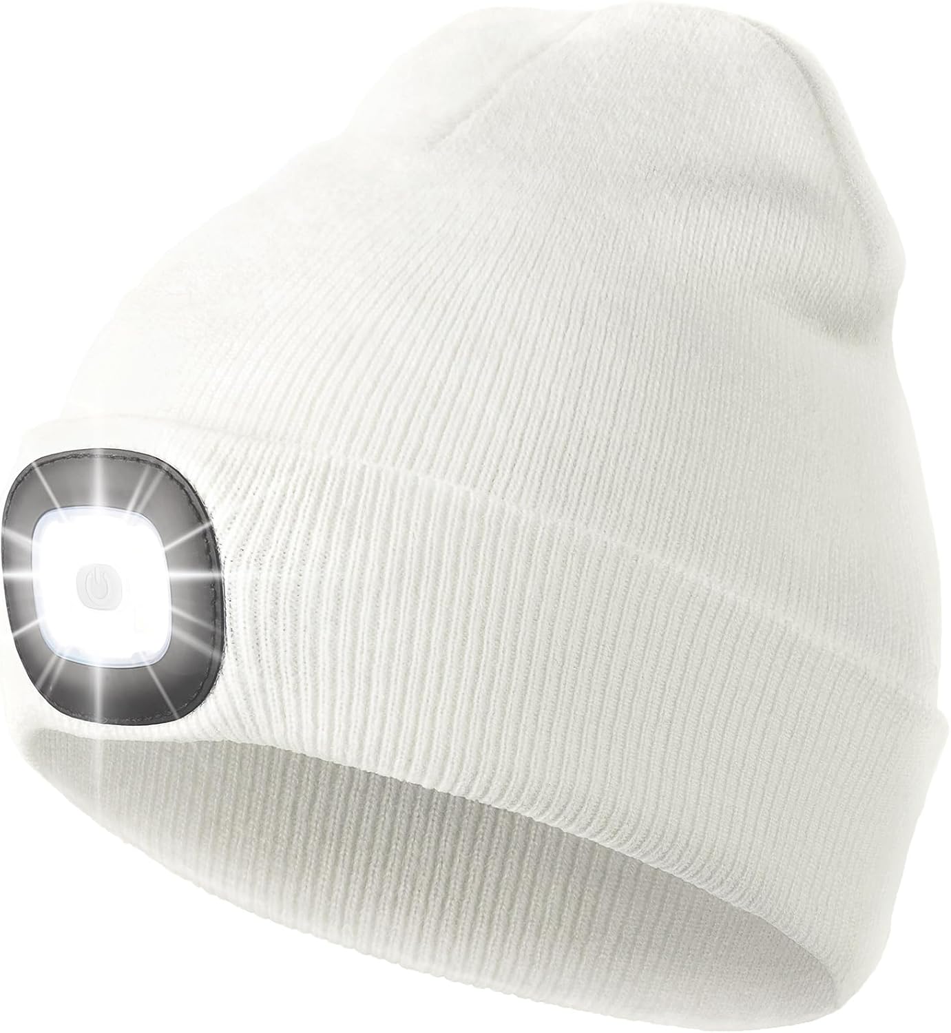 CENSGO Unisex Hat with Light, USB Rechargeable LED Headlamp Beanie, Gifts for Dad Father Men Husband Warm Knitted Cap