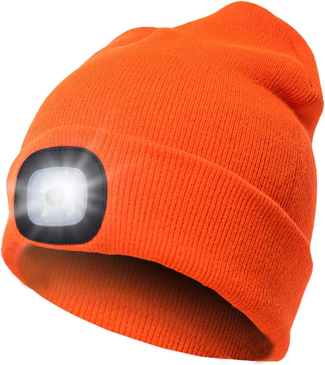 CENSGO Unisex Hat with Light, USB Rechargeable LED Headlamp Beanie, Gifts for Dad Father Men Husband Warm Knitted Cap