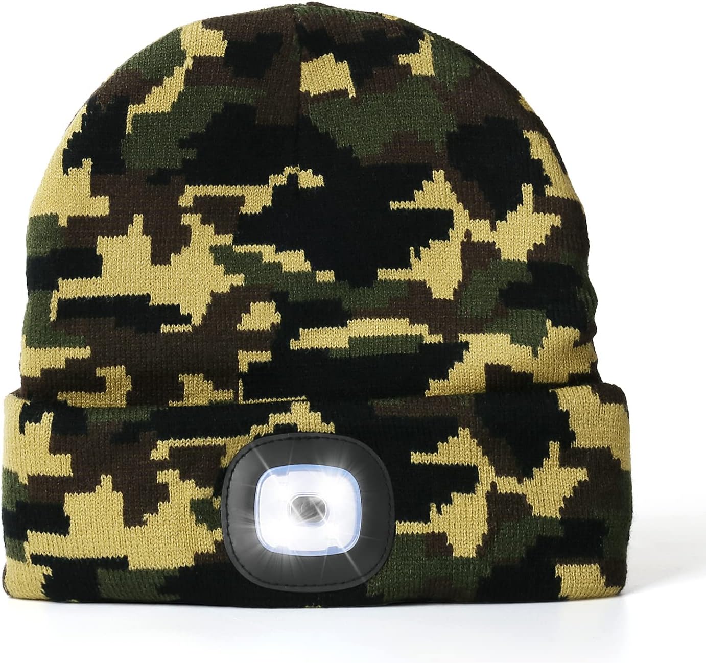 CENSGO Unisex Hat with Light, USB Rechargeable LED Headlamp Beanie, Gifts for Dad Father Men Husband Warm Knitted Cap