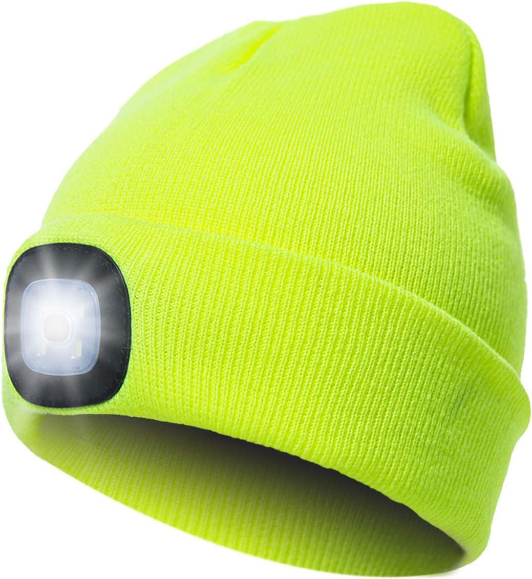 CENSGO Unisex Hat with Light, USB Rechargeable LED Headlamp Beanie, Gifts for Dad Father Men Husband Warm Knitted Cap