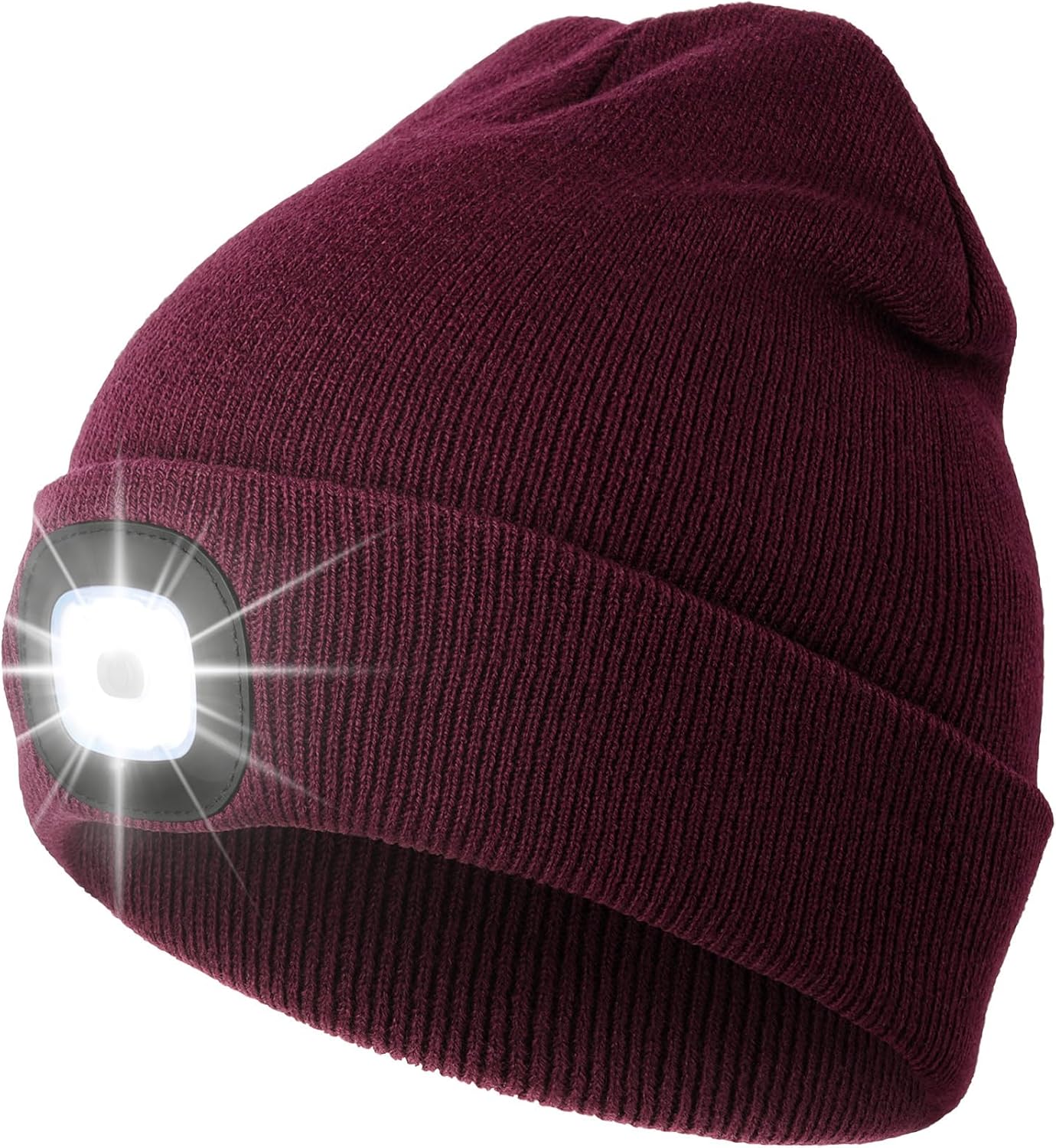 CENSGO Unisex Hat with Light, USB Rechargeable LED Headlamp Beanie, Gifts for Dad Father Men Husband Warm Knitted Cap