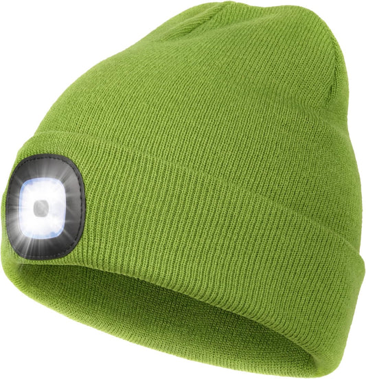 CENSGO Unisex Hat with Light, USB Rechargeable LED Headlamp Beanie, Gifts for Dad Father Men Husband Warm Knitted Cap