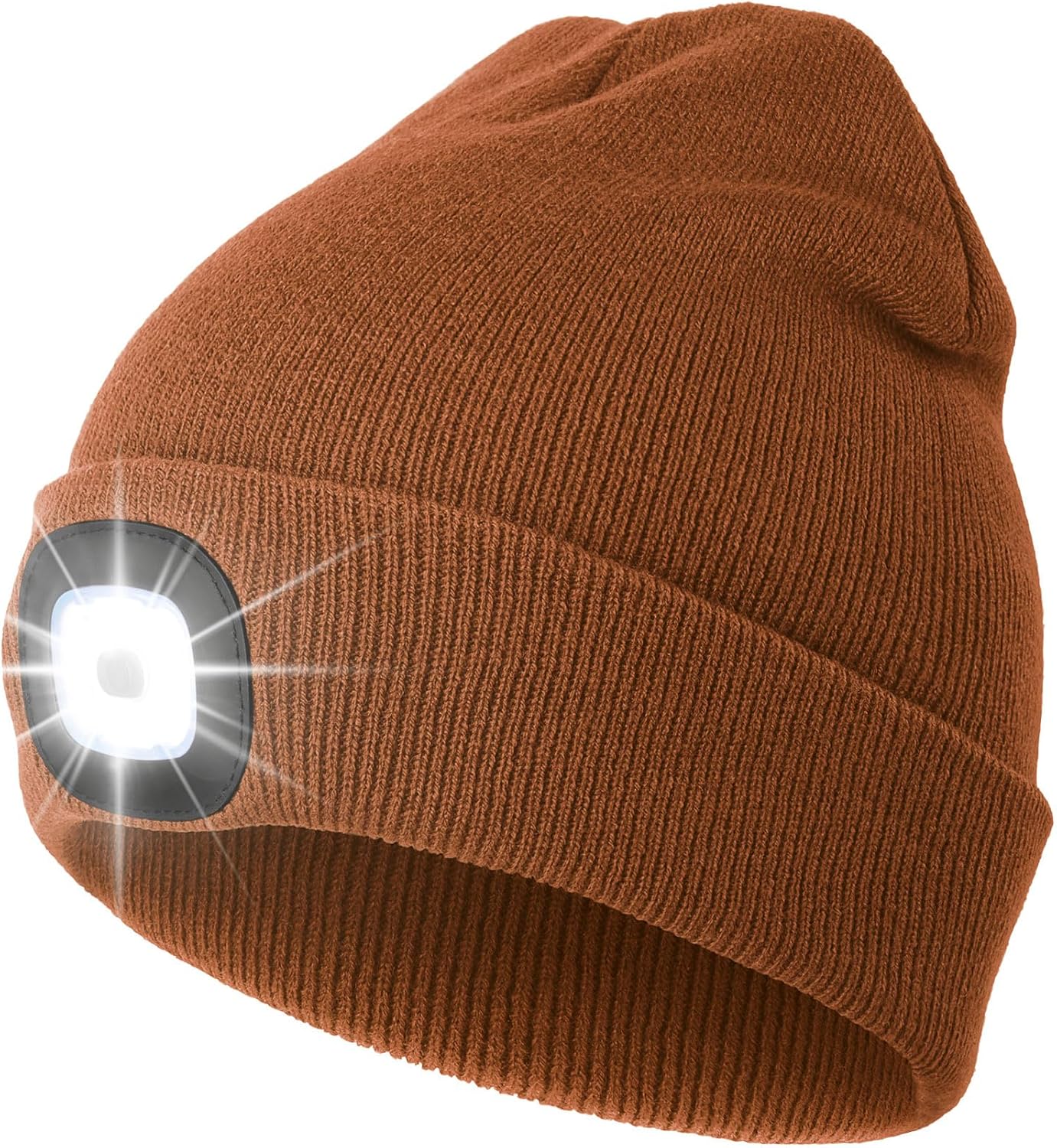 CENSGO Unisex Hat with Light, USB Rechargeable LED Headlamp Beanie, Gifts for Dad Father Men Husband Warm Knitted Cap