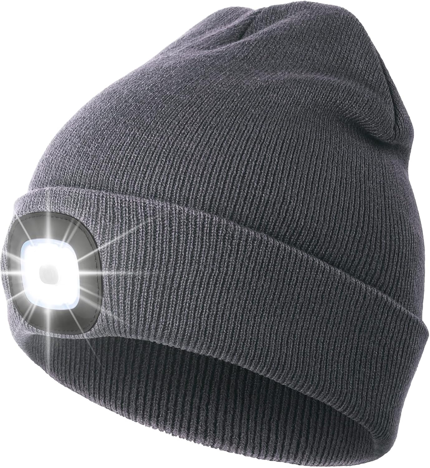 CENSGO Unisex Hat with Light, USB Rechargeable LED Headlamp Beanie, Gifts for Dad Father Men Husband Warm Knitted Cap